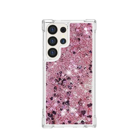 Galaxy S24 Ultra Hülle Liquid Glitzer Herzen Pink