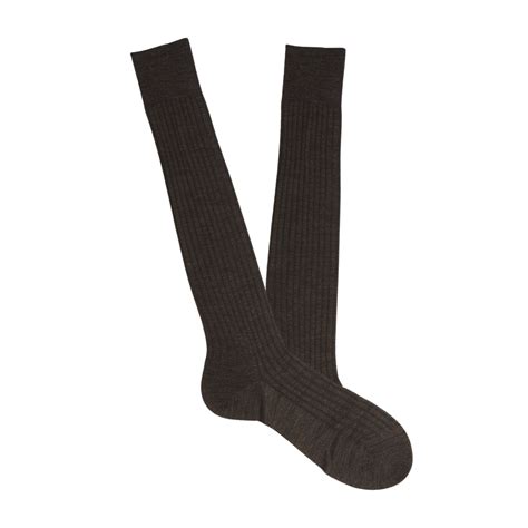 Pantherella Brown Merino Wool Ribbed Knee Socks Baltzar