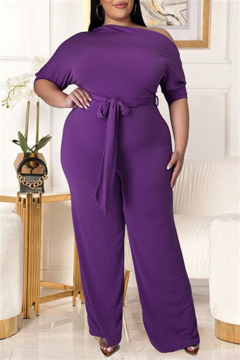 Wholesale Purple Fashion Casual Solid Backless With Belt Oblique Collar