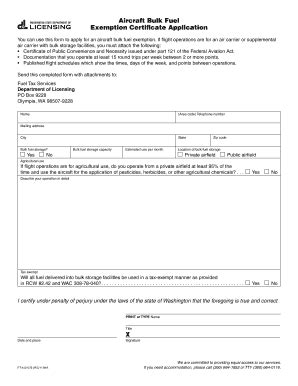 Fillable Online Dol Wa Aircraft Bulk Fuel Exemption Certificate