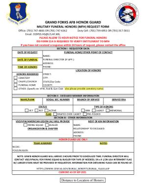 Fillable Online Military Funeral Honors Mfh Request Form Fax Email