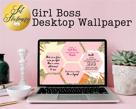 Girl Boss Quotes Desktop Wallpaper Set Of Four Computer Background Images Etsy