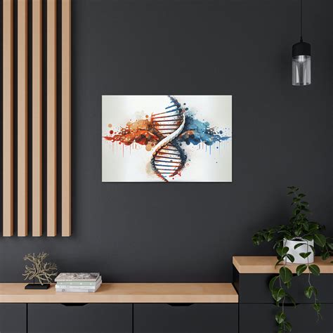 DNA Strand Splatter Painting Canvas Wall Art, Modern DNA Print Room Decor, Doctor's Office Wall ...