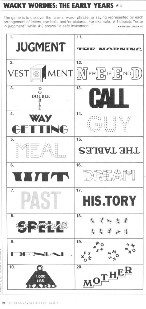 Printable Wacky Wordies With Solutions