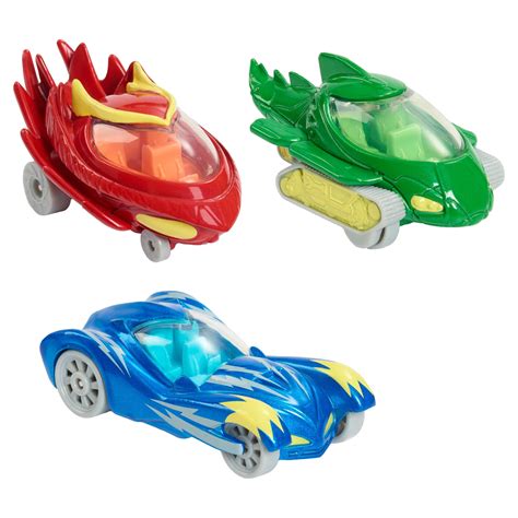 PJ Masks Die Cast Cars 3-Pack, Cat-Car, Owl Glider, and Gekko-Mobile, Kids Toys for Ages 3 Up ...