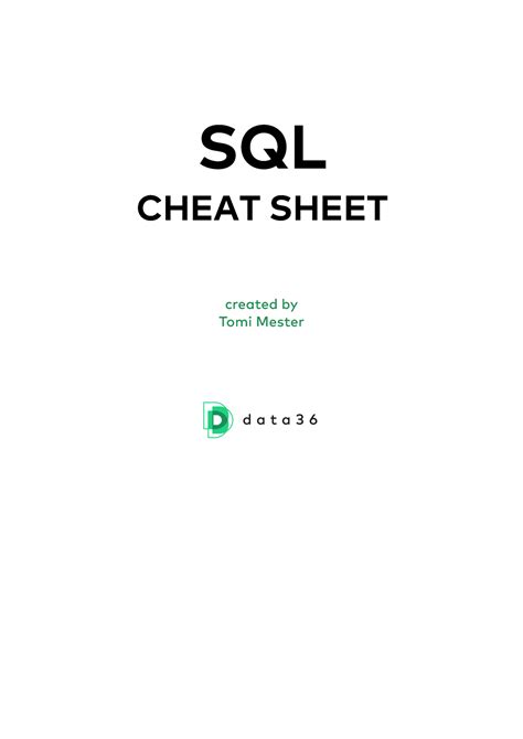 Sql Cheatsheet Oracle Sql Cheat Sheet Created By Tomi Mester I