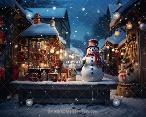 Snowman Backdrop Digital Download Photoshop Overlays, Christmas Backdrops, Backgrounds for ...