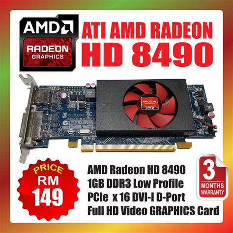 Ati Amd Radeon Hd 8490 1gb Ddr3 Low Profile Pcie X16 Dvi I D Port Full Hd Video Graphics Card 3