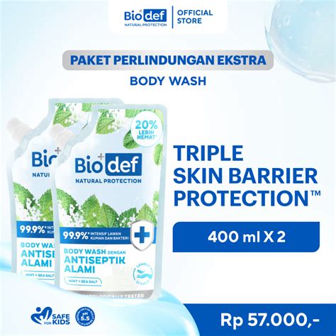 Jual Biodef Natural Protection Mint Sea Salt Body Wash Refill 400 Ml