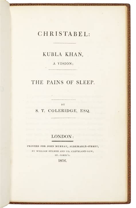 Christabel Kubla Khan The Pains Of Sleep Samuel Taylor Coleridge