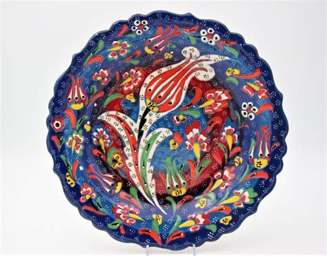 30 Cm Turkish Hand Painted Ceramic Plates In Colourful Relief Nirvana