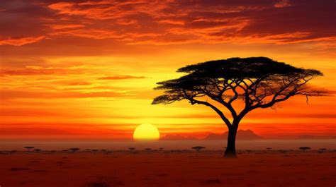 Premium Photo | Sunset on African plains with acacia tree Kalahari ...