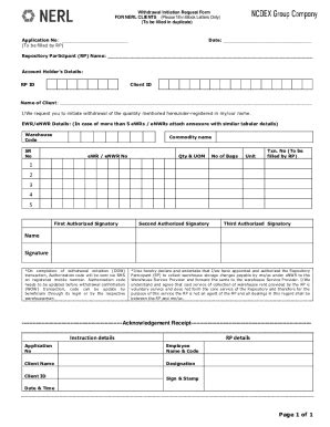 Fillable Online Withdrawal Initiation Form Fax Email Print Pdffiller