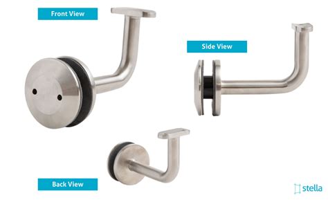 Standard Sheer Handrail Bracket Tapered Face Glass Mount