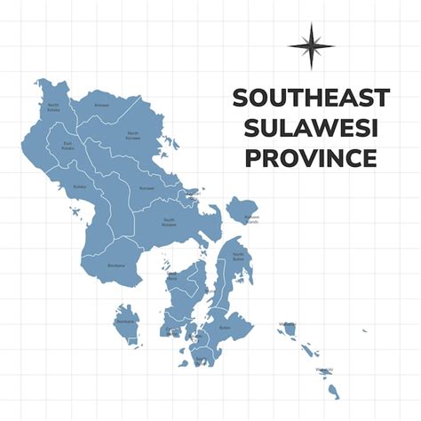 Premium Vector South East Sulawesi Province Map Illustration Map Of