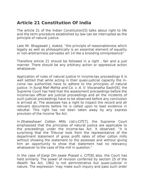 Article 21 Constitution Of India Principle Of Natural Justice Article