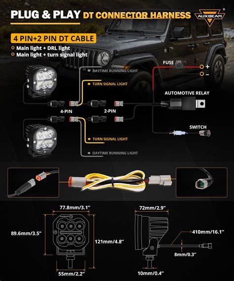 Auxbeam X PRO Series 3 84W LED Pods DRL Turn Signal 9600LM Flood