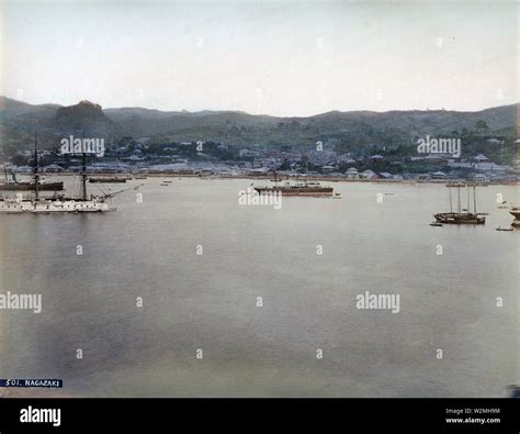 1880 Japon Navires Dans Le Port De Nagasaki Nagasaki Port Et