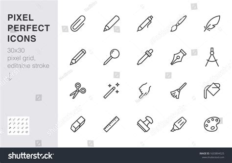 Drawing Tools Line Icons Set Pen Stock Vector Royalty Free 1633894525