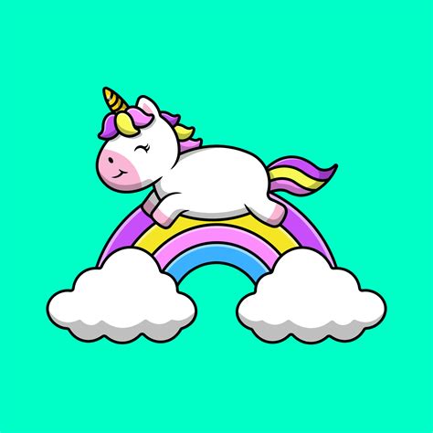 Cute Unicorn Rainbow Cartoon Vector Icons Illustration Flat Cartoon Concept Suitable For Any