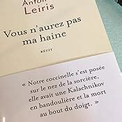 Amazon Fr Vous N Aurez Pas Ma Haine Leiris Antoine Livres