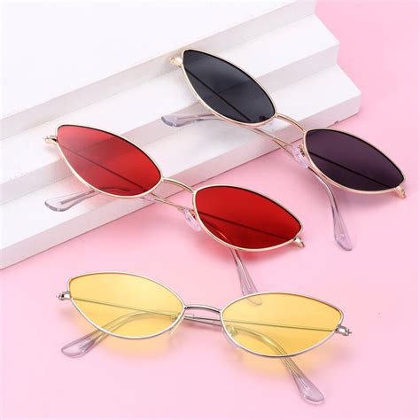 New Fashion Cat Eye Sunglasses Women Small Metal Frame Retro Sunglasses