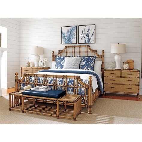 Tommy Bahama Home Twin Palms 558 143c St Kitts Woven Rattan Bed Queen