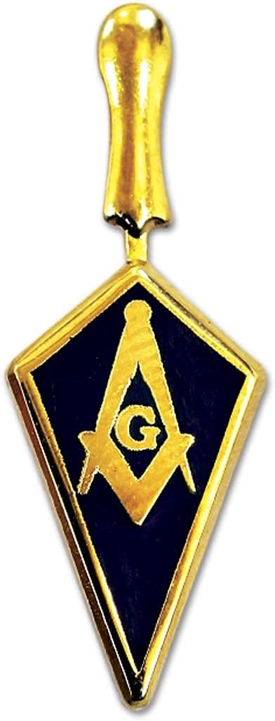 Trowel With Square Compass Masonic Lapel Pin Gold Blue Tall