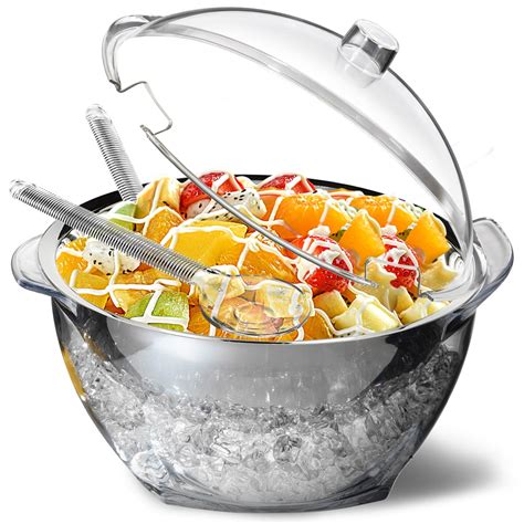 Innovative Life Large Fruit Dinner Prep Salad Bowl with Lid, Chilled Serving Bowl for Party ...