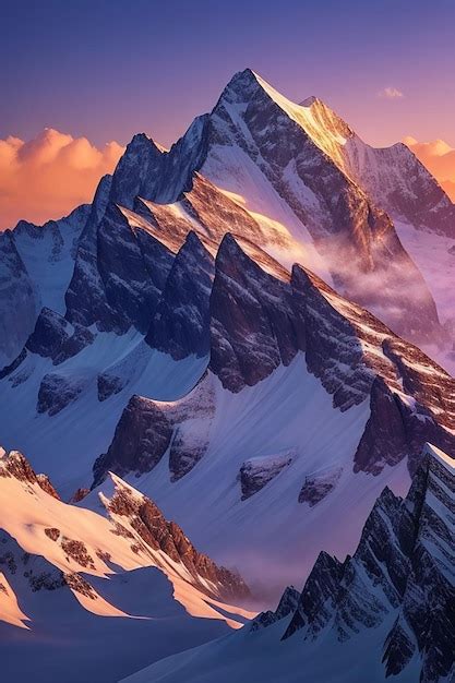 Premium Ai Image Majestic Mountain Peaks In All Their Breathtaking