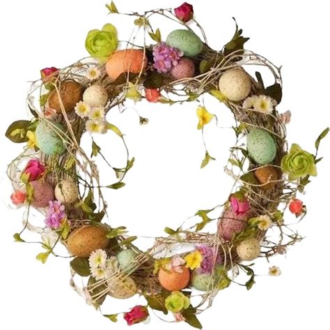 MagiDeal 45cm Easter Egg Wreath Front Door Decorative Window Artificial