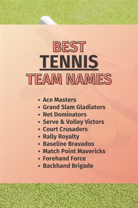 257 Tennis Team Names | Name My Team