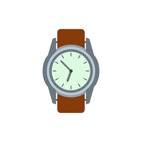 Premium Vector Wrist Watch With Brown Leather Strap Icon In Flat