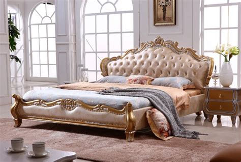 Aliexpress.com : Buy European style king size golden color Leather beds ...