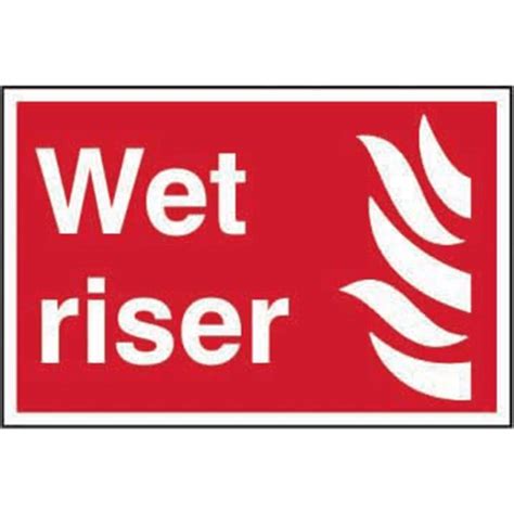 Wet Riser Sign Self Adhesive Semi Rigid PVC 300mm X 200mm RSIS