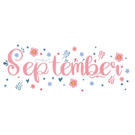 Lettering Of September With Pink Flower Decoration Lettering