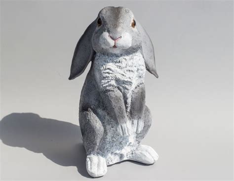 Rabbit Statue Garden Lop Eared Bunny Wildlife Sculpture Hare Figurine