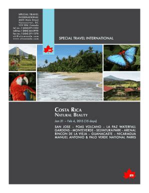 Fillable Online Costa Rica Special Travel International Fax Email