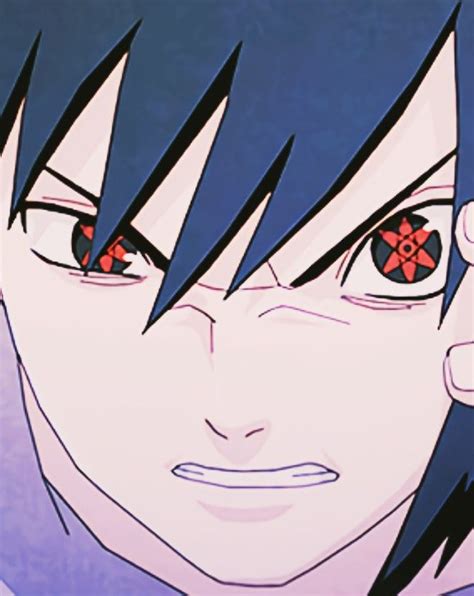 An Anime Character With Black Hair And Red Eyes Looks At The Camera