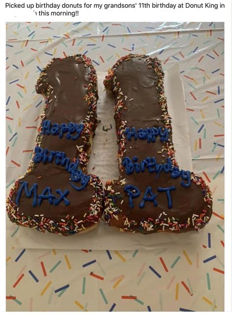 This Poor Lady Is So Excited To Give Her Grandsons Their Birthday Donut Cakes She Got Them