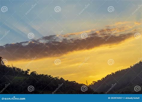 Beautiful Colorful Sunrise Over The Mountains Angra Dos Reis Brazil