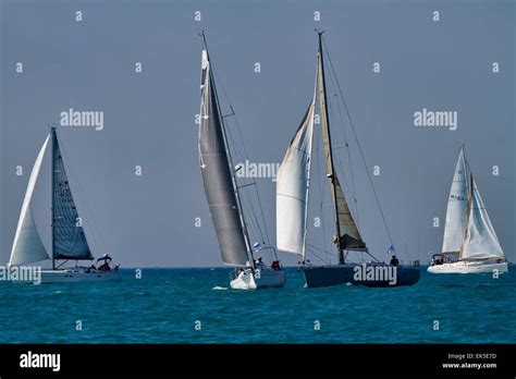 Italy Sicily Mediterranean Sea Sailboats Race Stock Photo Alamy