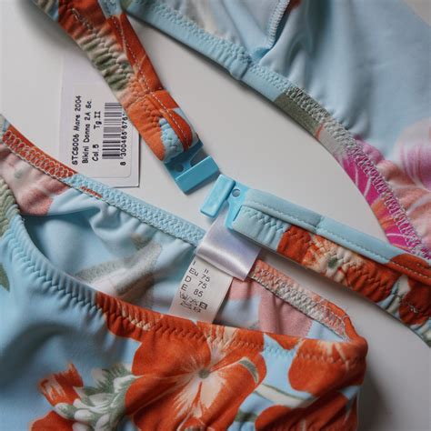 S Y K Pastel Blue Floral Print Bralette Bikini Set Vintage Deadstock Two Piece Swimsuit XS