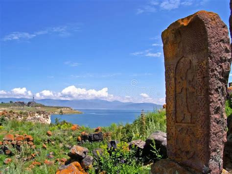 Lake Sevan in Armenia stock image. Image of mountains - 299966787