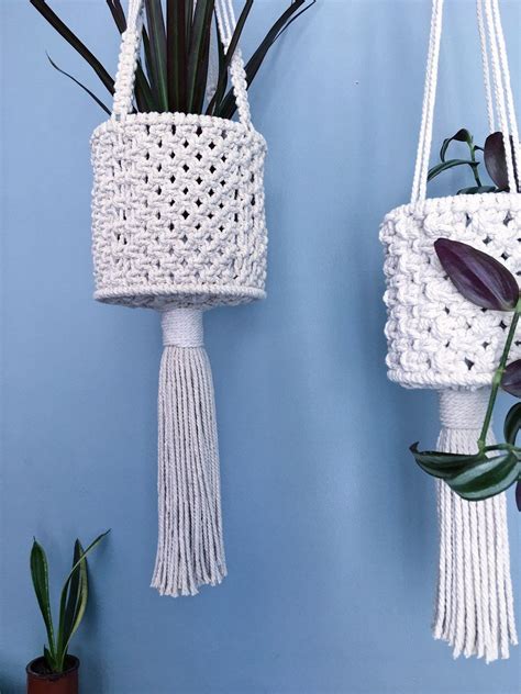 Macrame Hanging Basket Knotted Plant Hanger Etsy Uk Plant Hanger