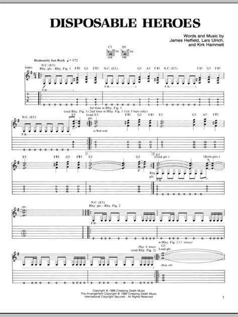 Disposable Heroes by Metallica - Guitar Tab - Guitar Instructor