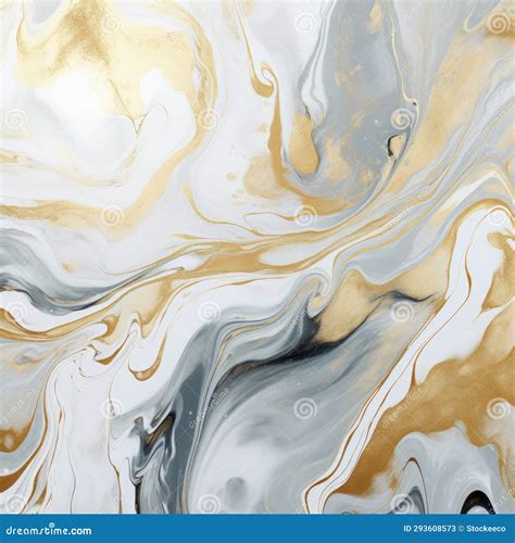 Gold And White Marbled Surface Wallpaper Fluid Impressionism Style