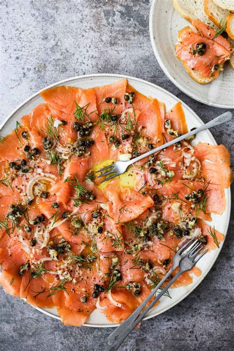 Smoked Salmon Carpaccio With Fried Capers And Herbs