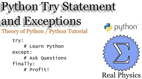 Python Try Statement And Exceptions Theory Of Python Python Tutorial