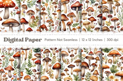 Vintage Mushroom Forest Digital Paper Graphic By Heyv Studio